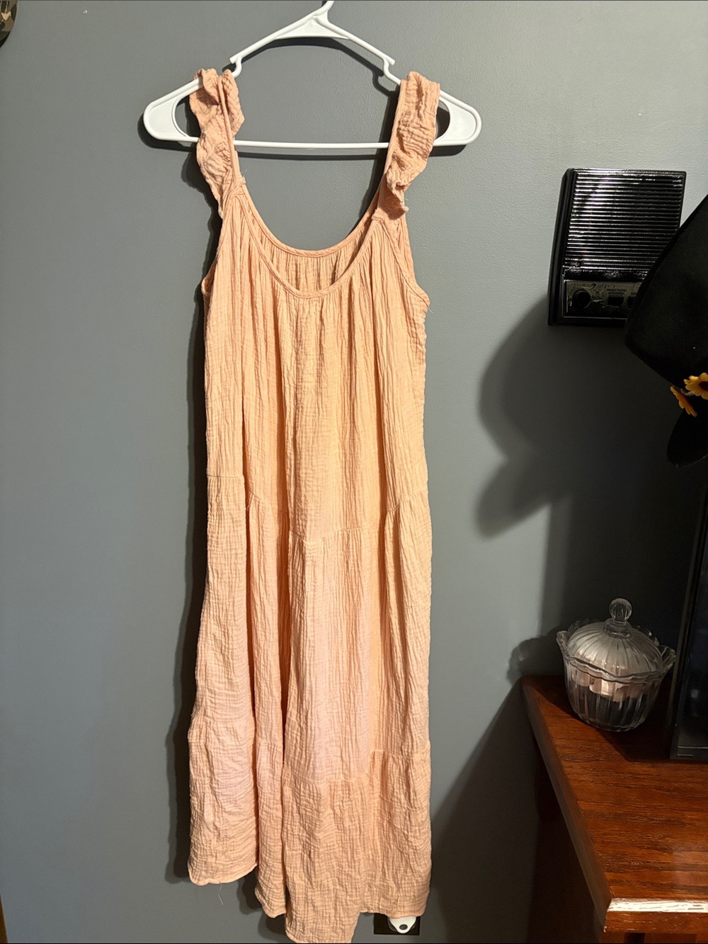 Dreamers Peach Maxi Dress with Ruffle Straps